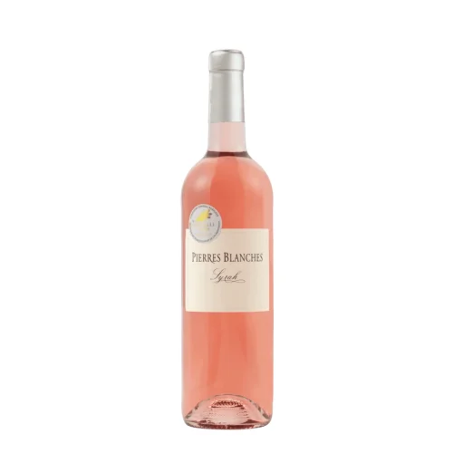 Bottiglia di Costières de Nîmes Rosé Pierres Blanches - Syrah rosé di saignée con note fruttate