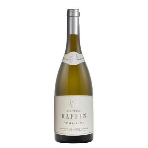 Bottiglia di Côtes du Rhône Bianco Haut de Raffin - Vino bianco AOP con note di agrumi e frutta a nocciolo